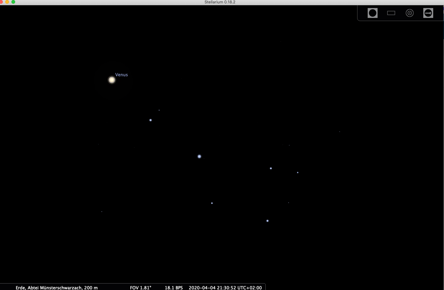 Stellarium Venus Plejaden 20200404